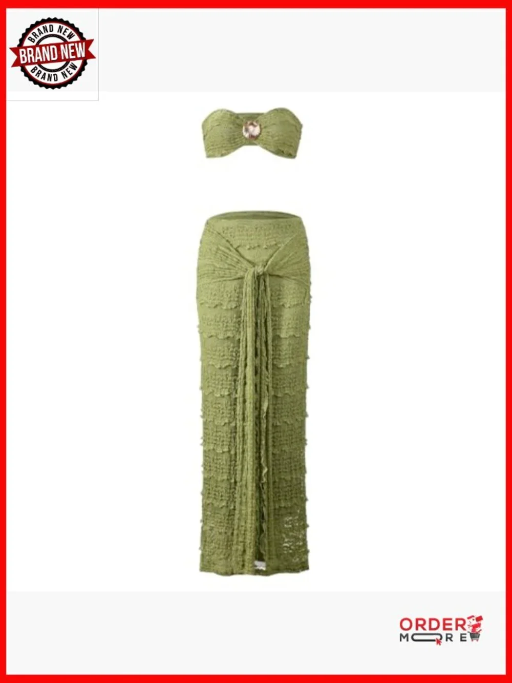 Two Piece Set Tube Top Maxi Skirt Boho Summer Beach Outfit - Picture 4 of 4